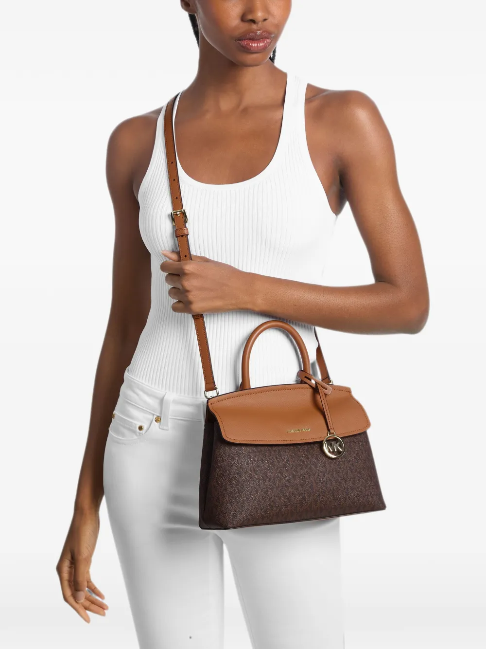 Michael Kors Landry kleine tas met monogram-print Bruin