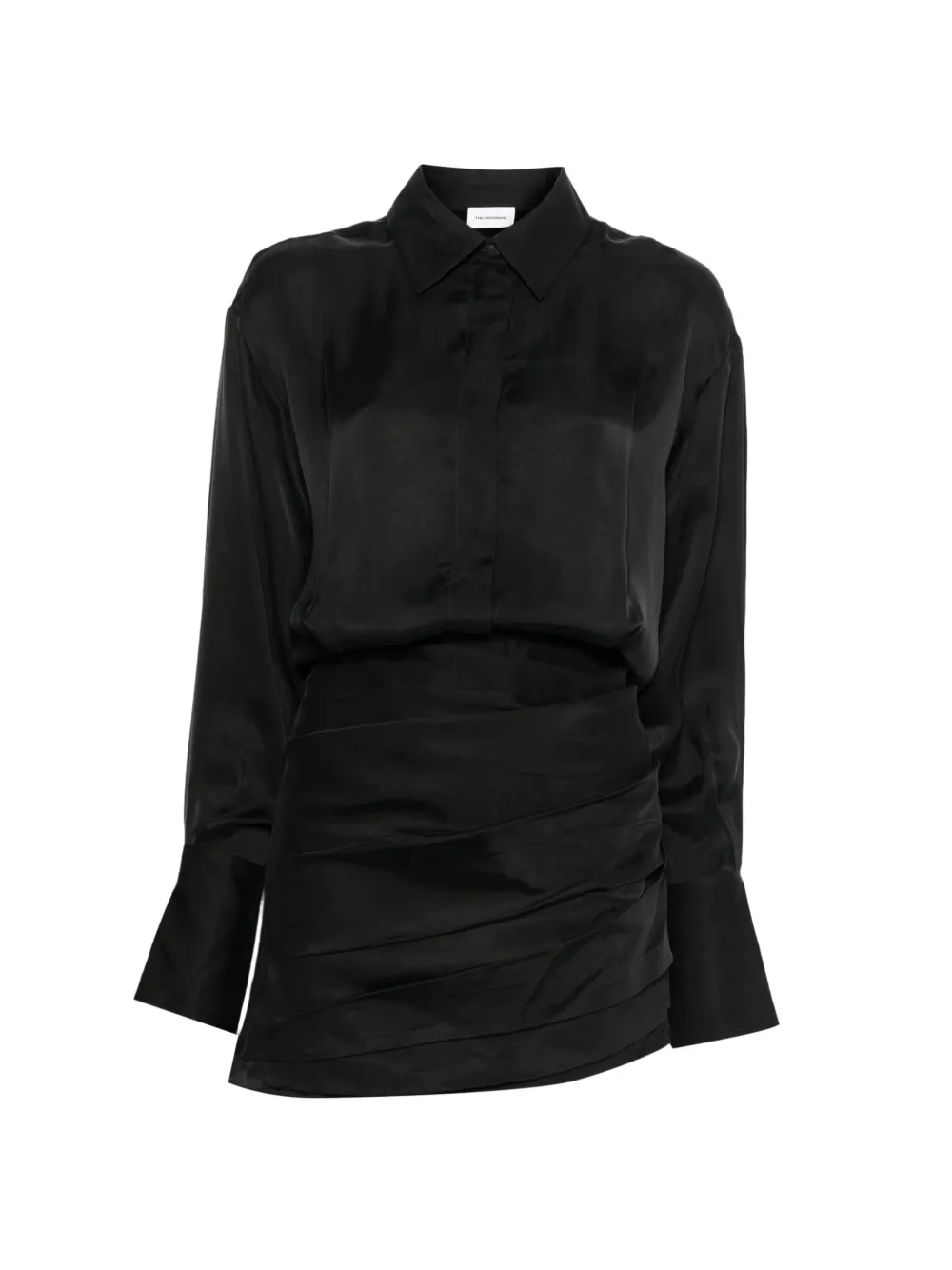 THE ANDAMANE Andrea ruched-detail long-sleeves mini dress - Nero
