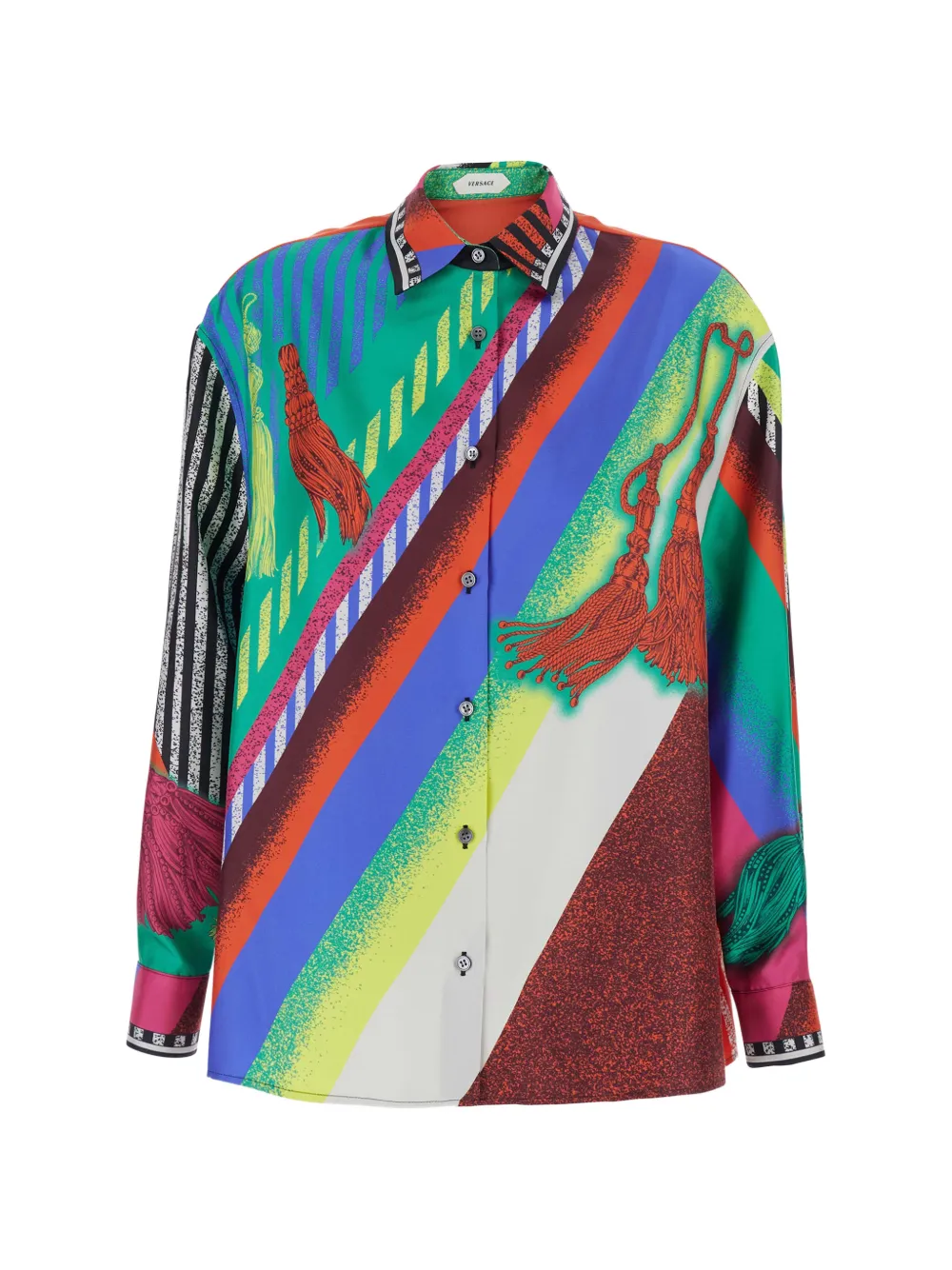 Versace printed silk twill shirt - Blue