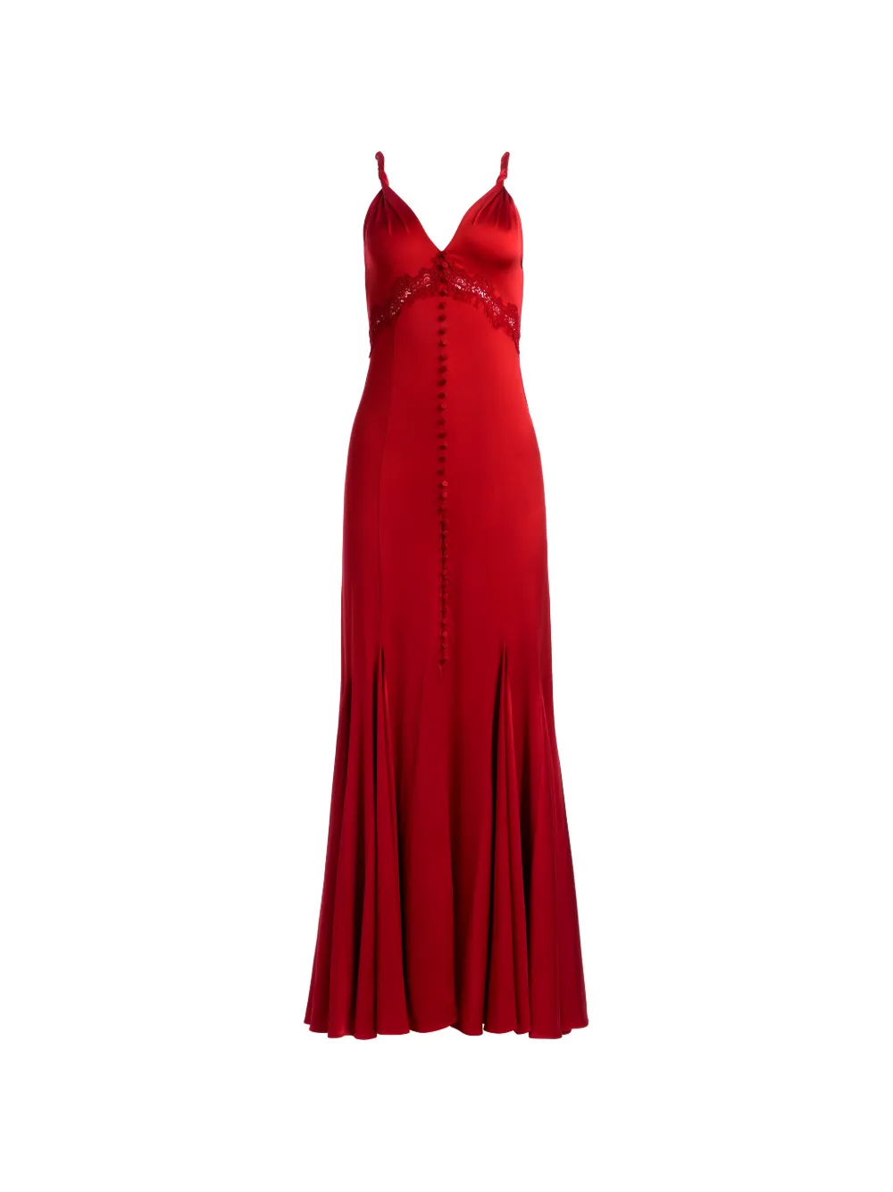 alice + olivia Nisa lace-trim godet maxi dress