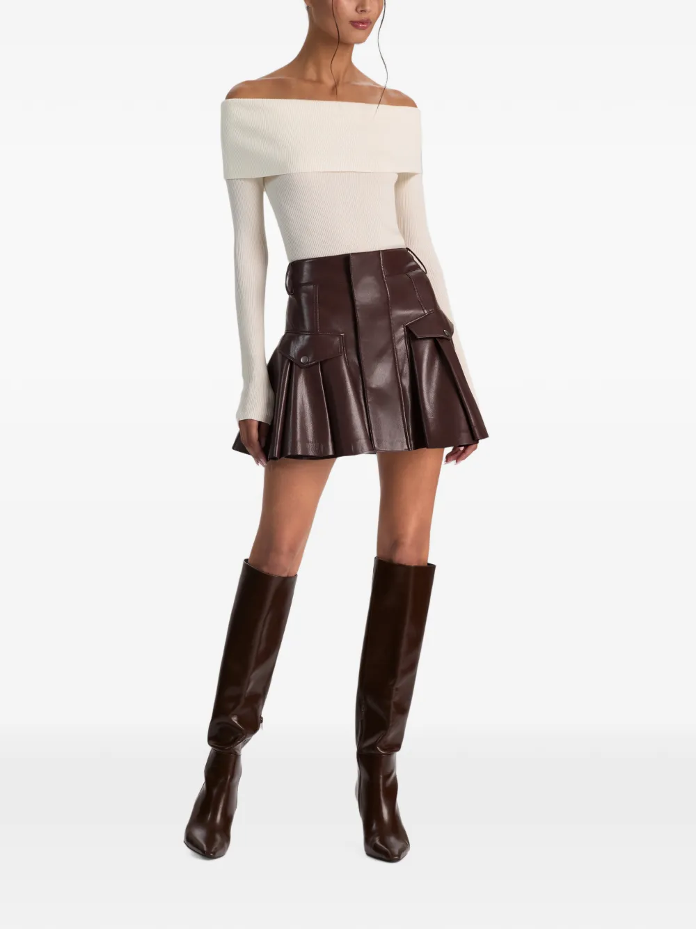 alice + olivia Trinity mini-rok met ruches Bruin