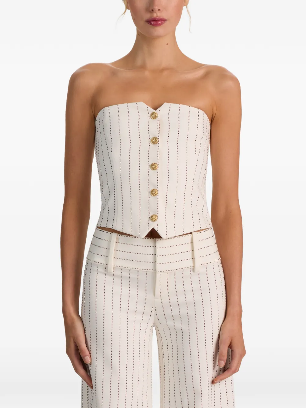 alice + olivia Kelcey verfraaide strapless top Beige