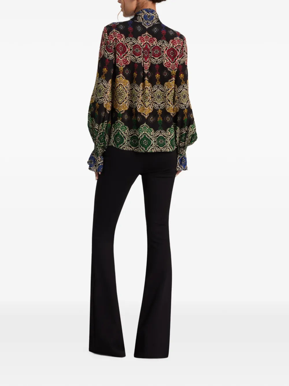 alice + olivia Lloyd blouse met paisley-print en gestrikte hals Zwart
