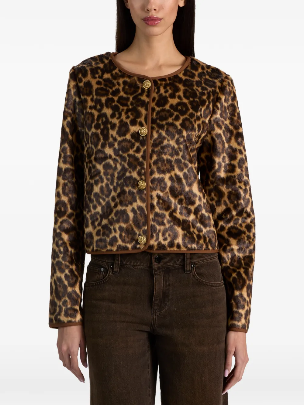 alice + olivia Alma jas van imitatiebont en luipaardprint Bruin