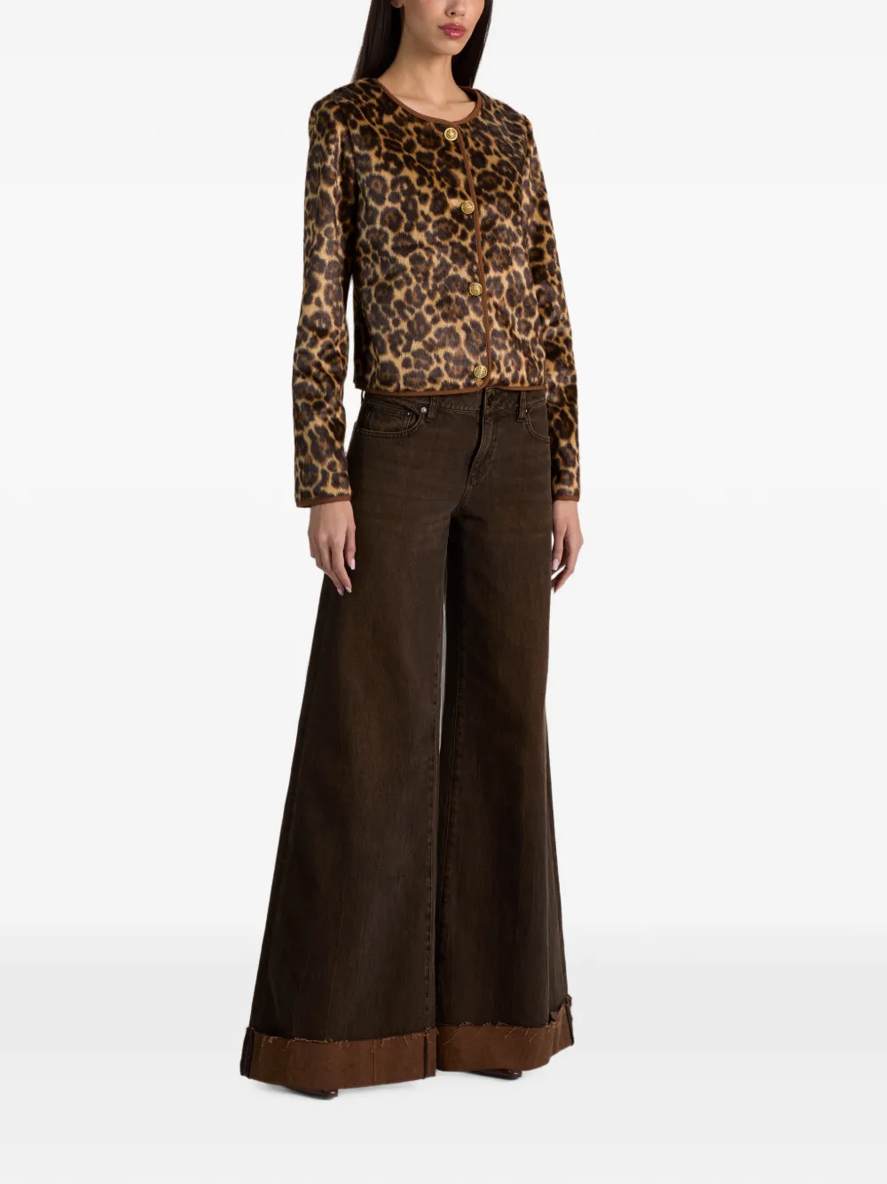 alice + olivia Alma jas van imitatiebont en luipaardprint Bruin