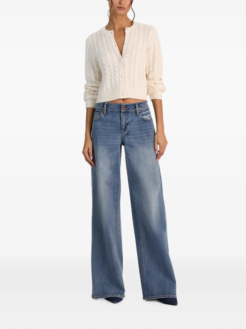 alice + olivia Doris kabelgebreid vest Wit