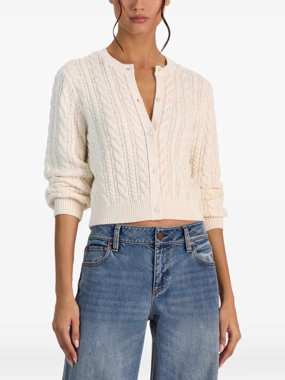 alice + olivia Doris kabelgebreid vest Wit