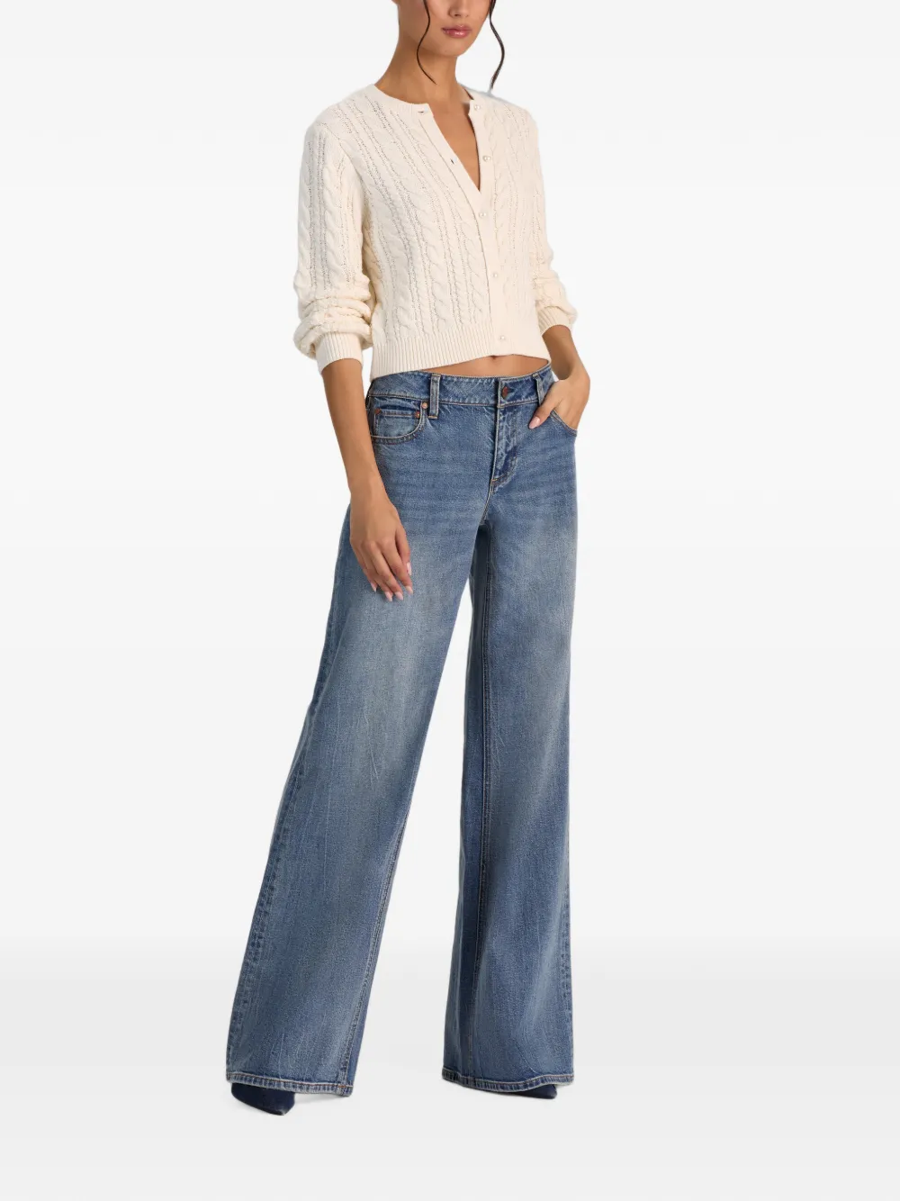 alice + olivia Doris kabelgebreid vest Wit