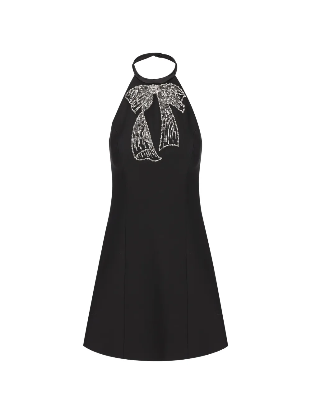 Valentino Garavani crystal-embroidered bow mini dress - Nero