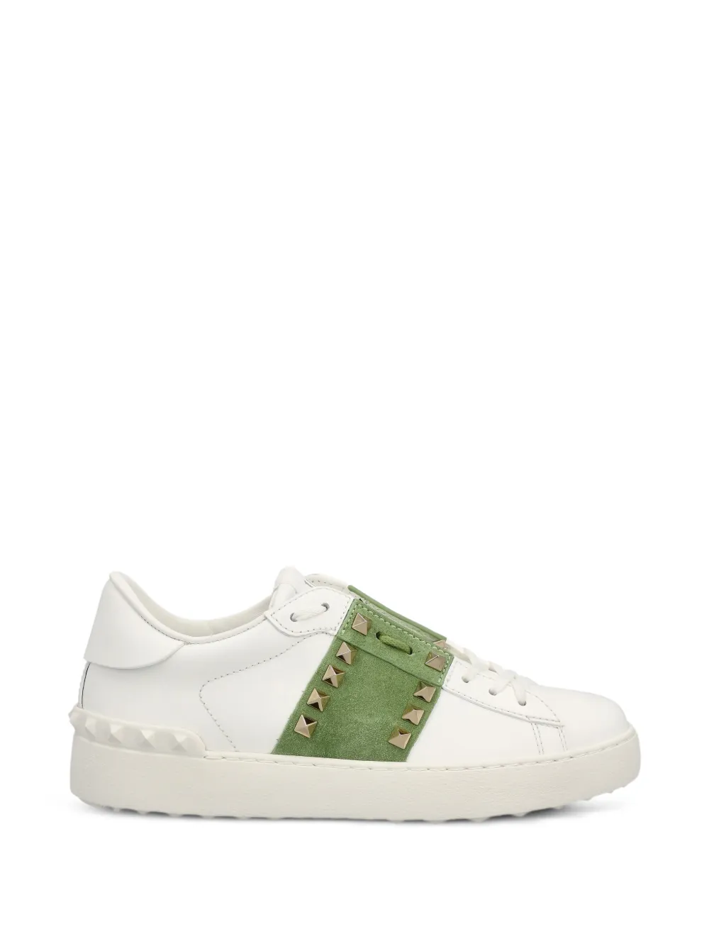 Valentino Garavani Rockstud Untitled sneakers in calfskin with suede band - Weiß