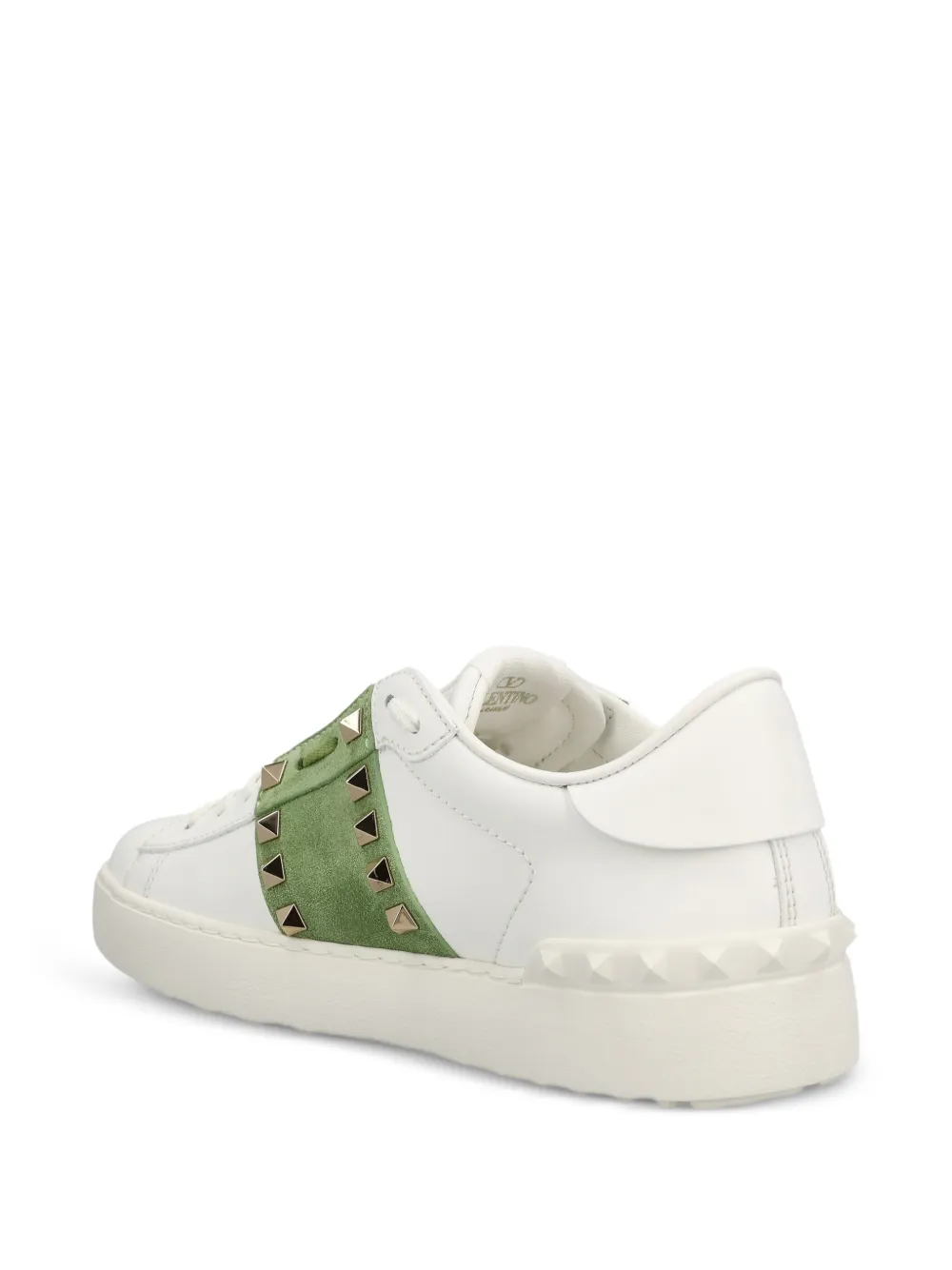 Valentino Garavani Rockstud Untitled kalfsleren sneakers met suède band Wit