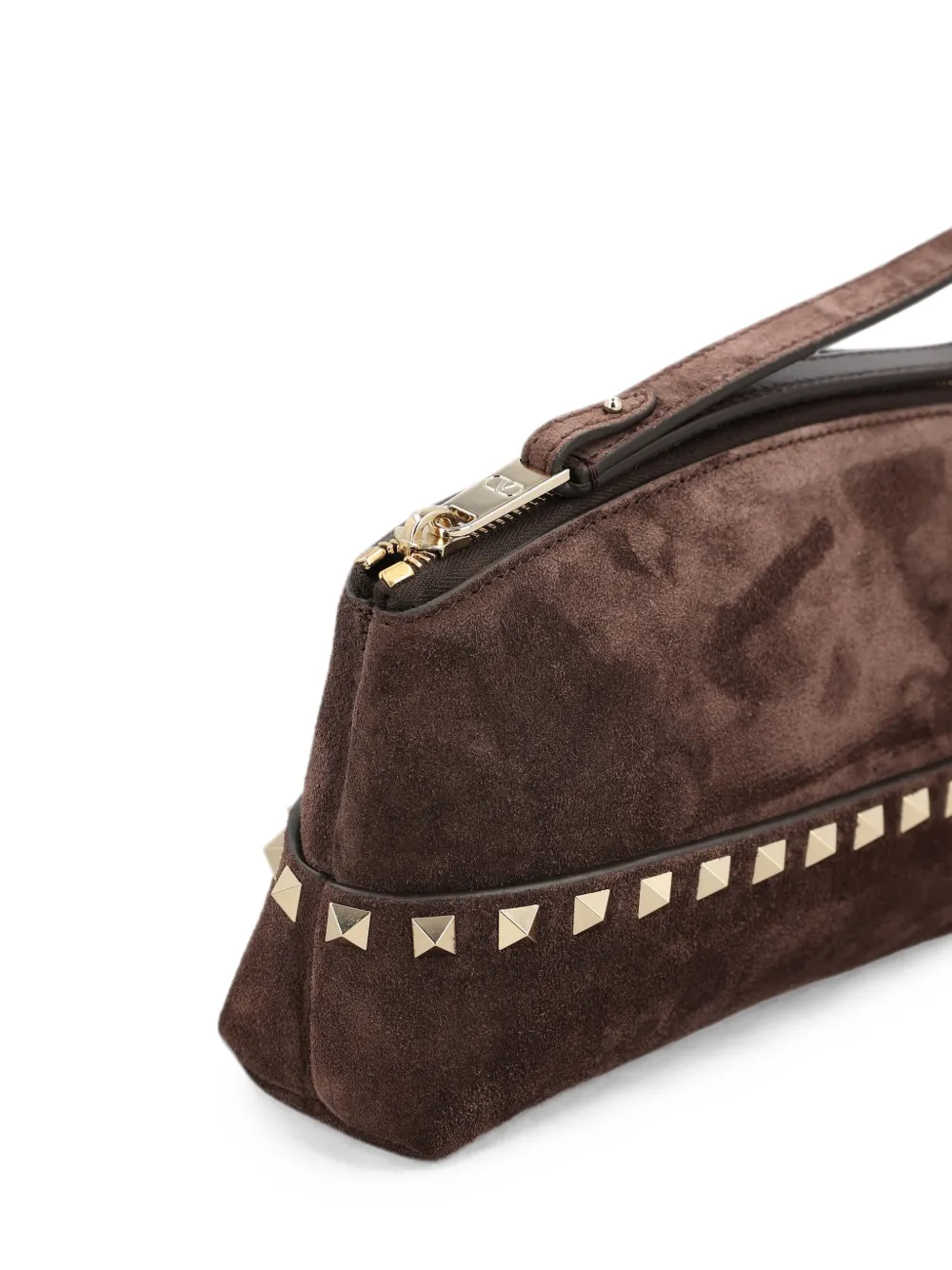 Valentino Garavani Rockstud suède clutch Bruin