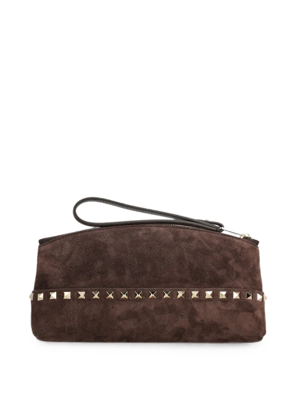 Valentino Garavani Rockstud suède clutch Bruin