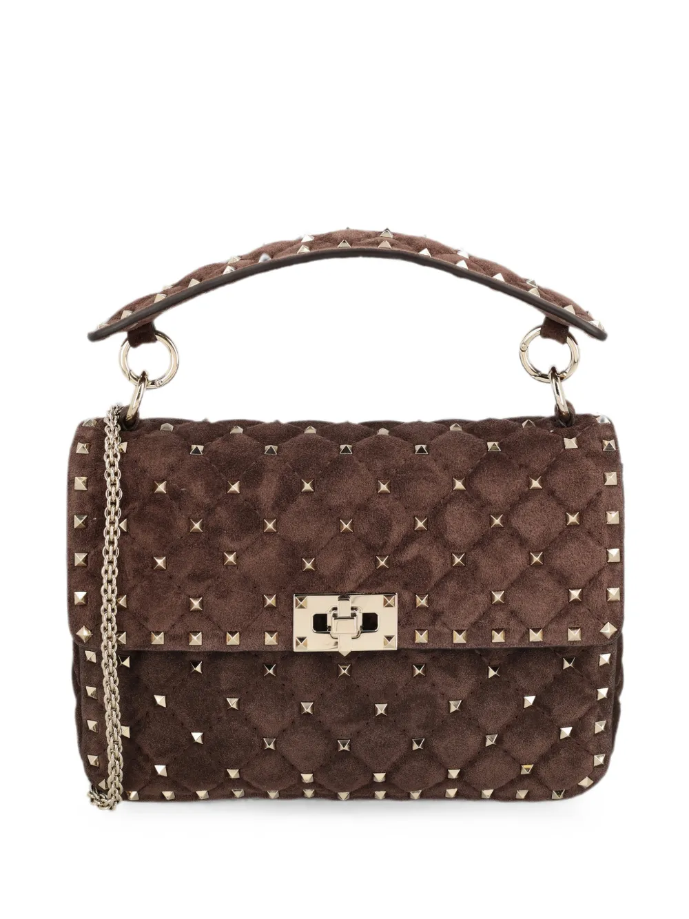 Valentino Garavani Rockstud Spike medium suede bag - Marrone