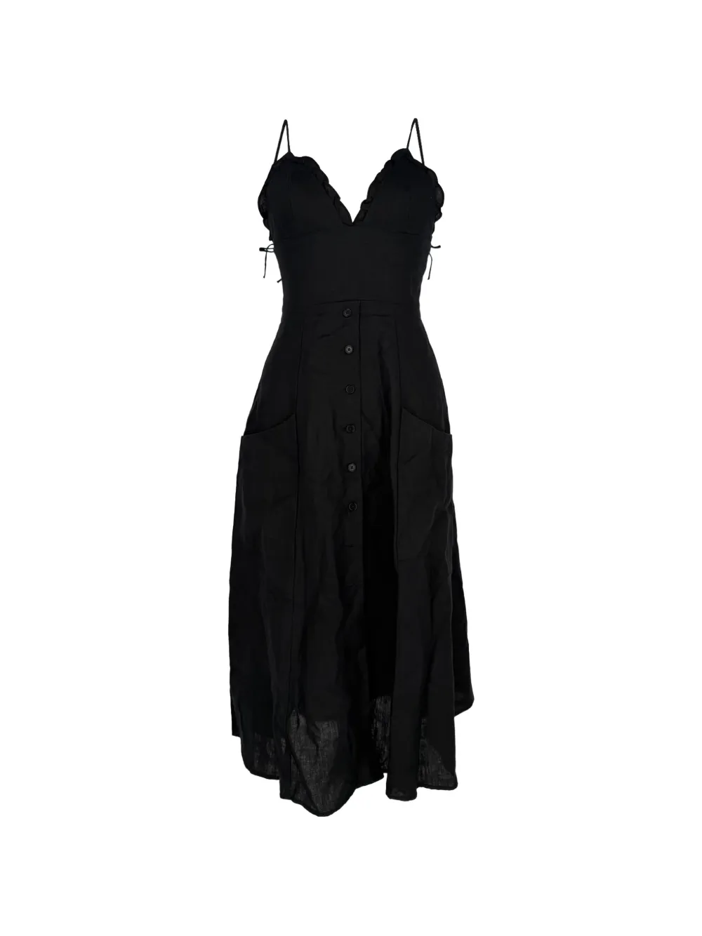 Reformation robe boutonnée à col v - Noir