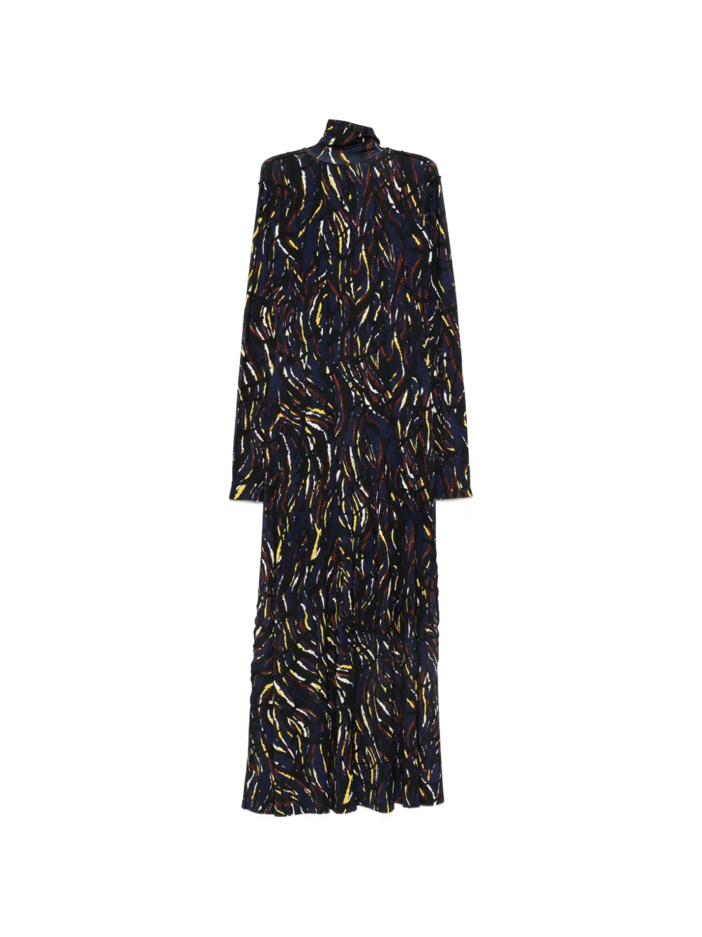 Proenza Schouler White Label Maxi-jurk met abstracte print en hoge hals Blauw