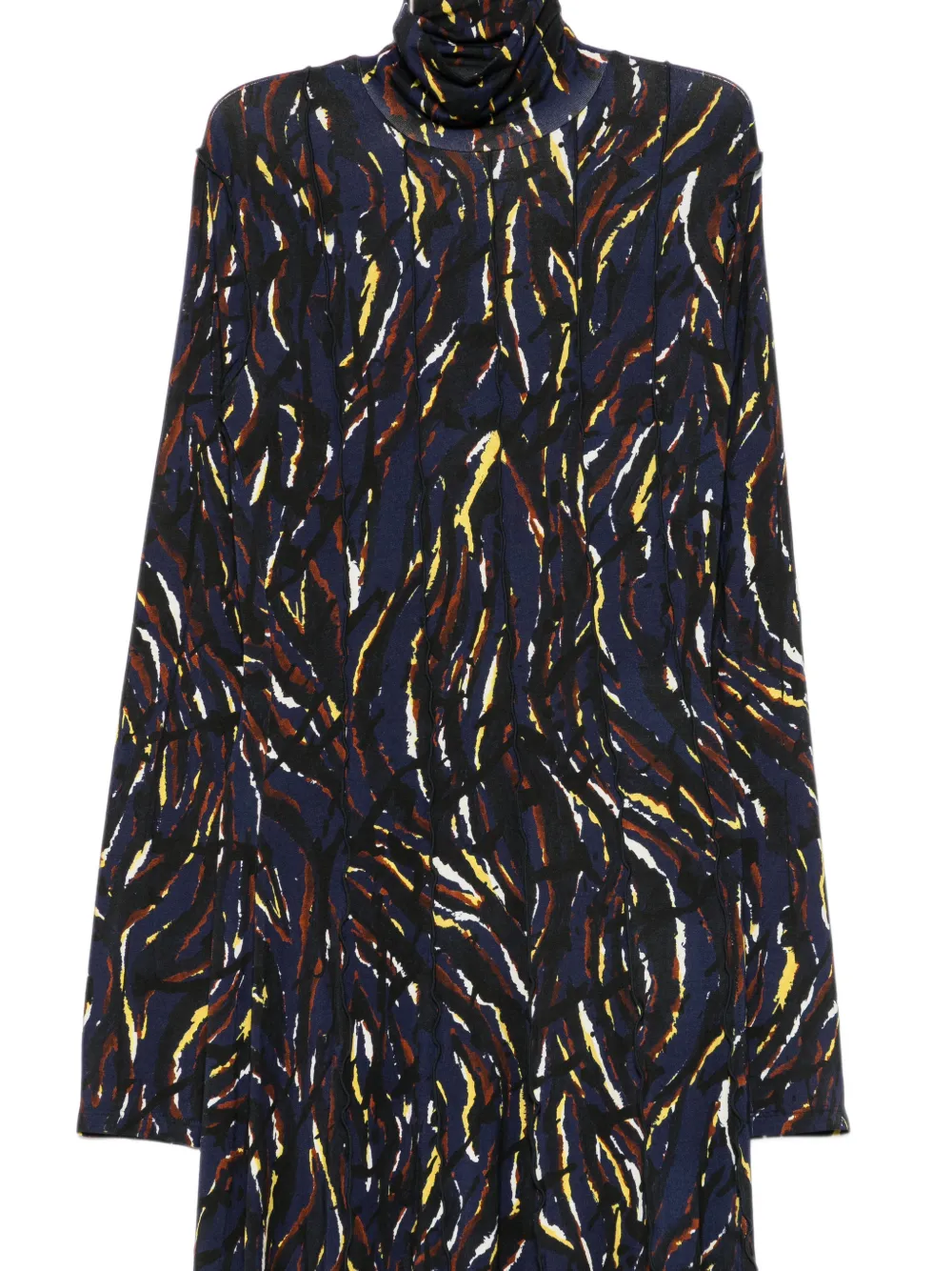 Proenza Schouler White Label Maxi-jurk met abstracte print en hoge hals Blauw