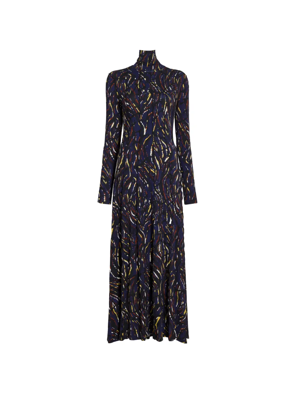 Proenza Schouler White Label Maxi-jurk met abstracte print en hoge hals Blauw