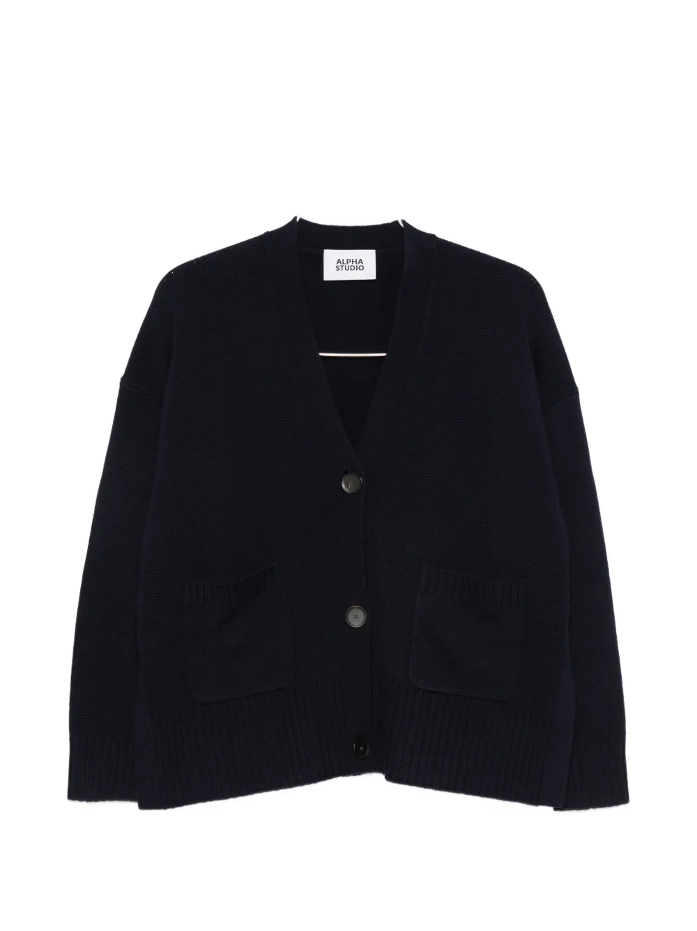 ALPHA STUDIO patch-pocket knitted cardigan - Blau