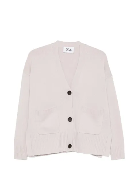 ALPHA STUDIO patch-pocket V-neck cardigan