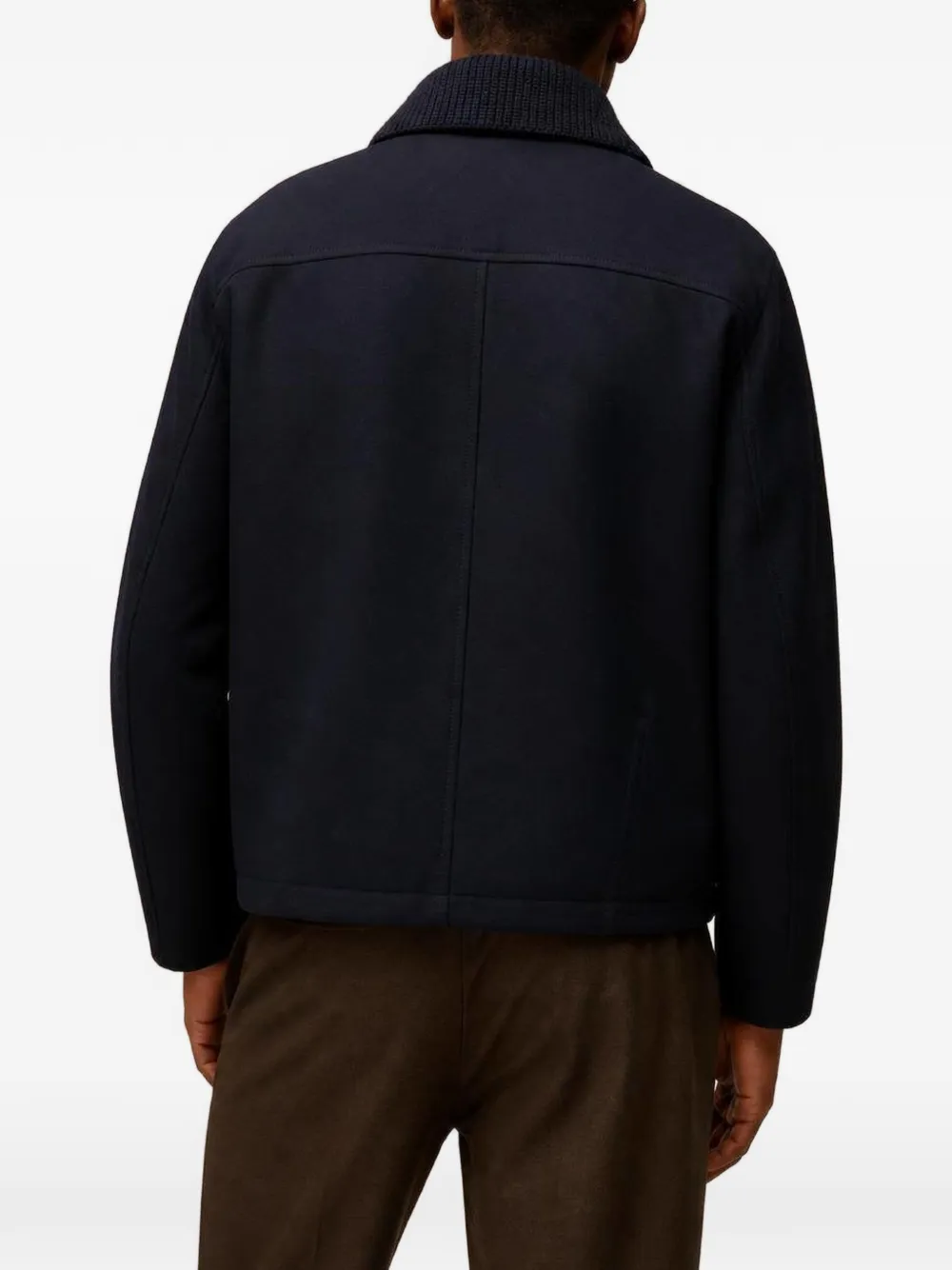 RETORI Wollen jack met afneembare kraag Blauw