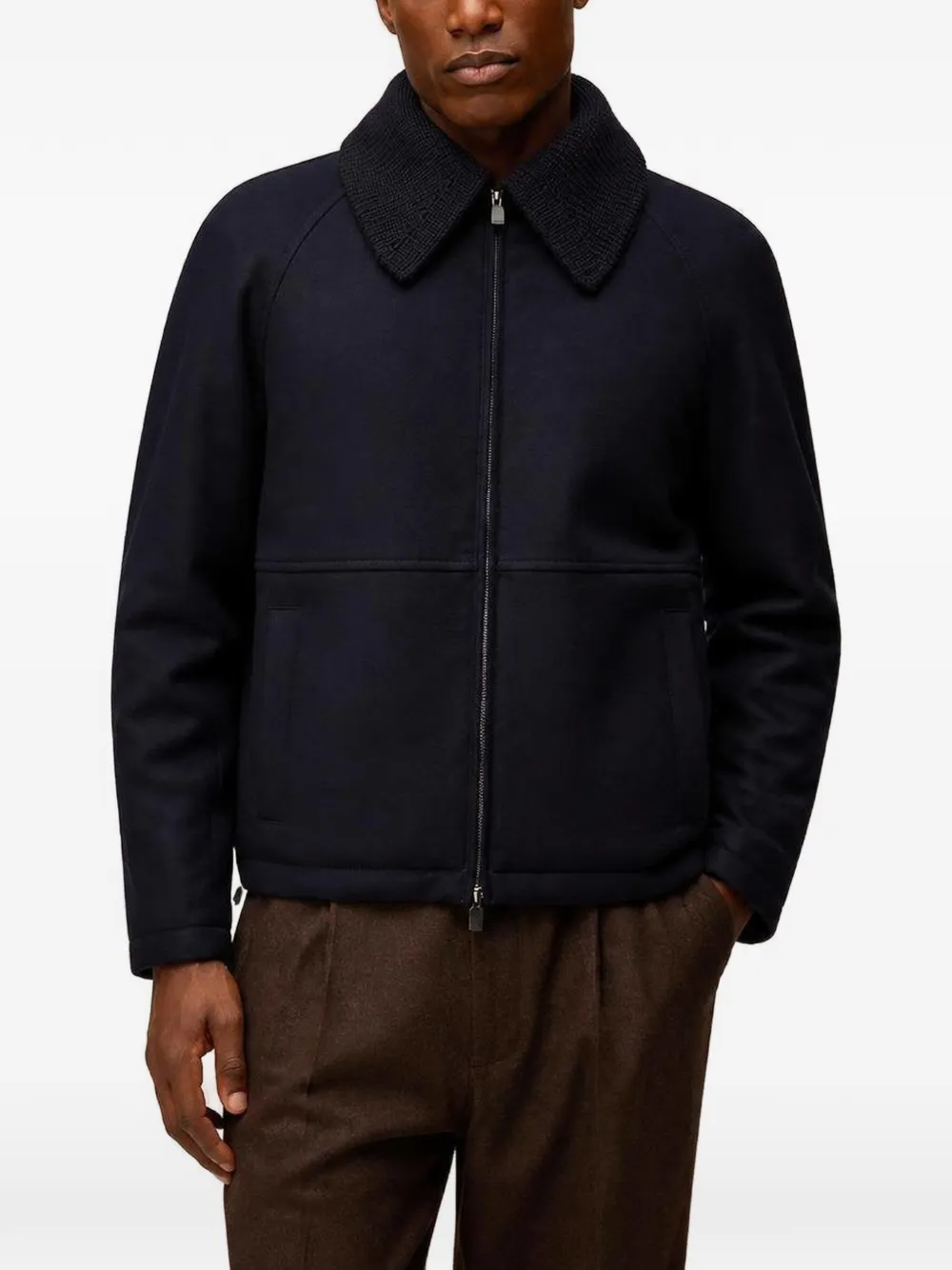 RETORI Wollen jack met afneembare kraag Blauw