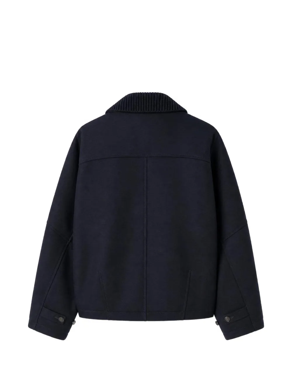 RETORI Wollen jack met afneembare kraag Blauw