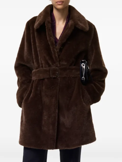 Burberry short belted faux fur lightweight coat