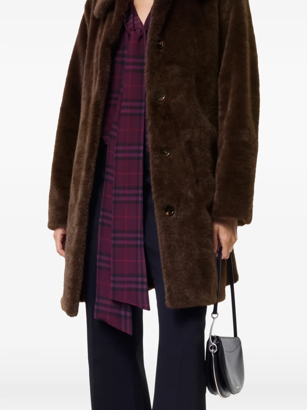 Burberry Lichtgewicht jas van imitatiebont met ceintuur Bruin