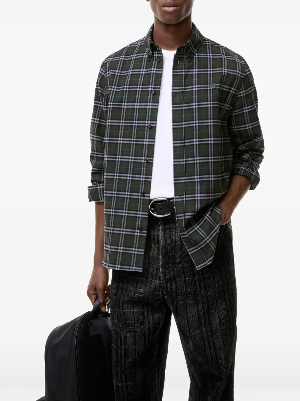 Burberry Geruit overhemd met print Groen