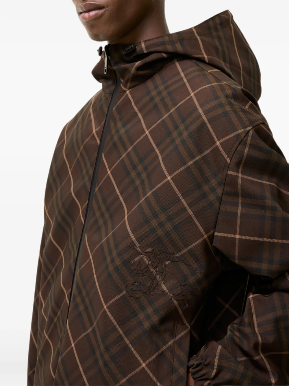 Burberry Omkeerbaar geruit jack met capuchon Bruin