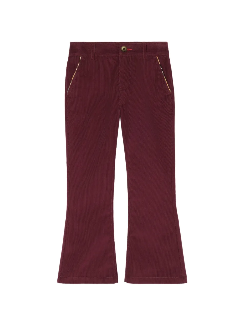 Burberry Kids Pantaloni svasati a coste - Rosso
