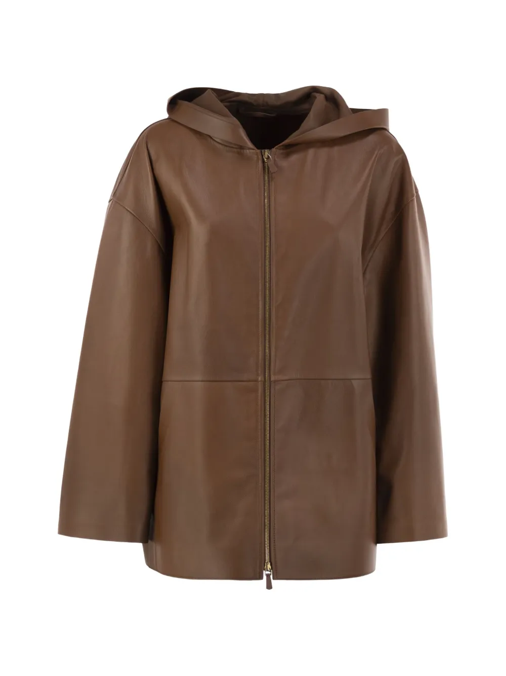 Max Mara hooded leather jacket - Marrone