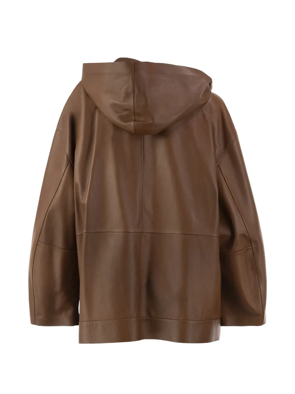 Max Mara Leren jack met capuchon Bruin