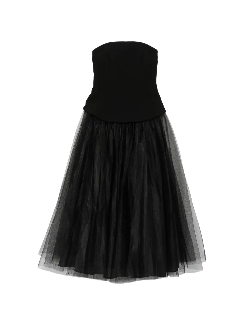 Maje robe-bustier mi-longue à jupe en tulle - Noir Maje robe-bustier mi-longue à jupe en tulle - Noir