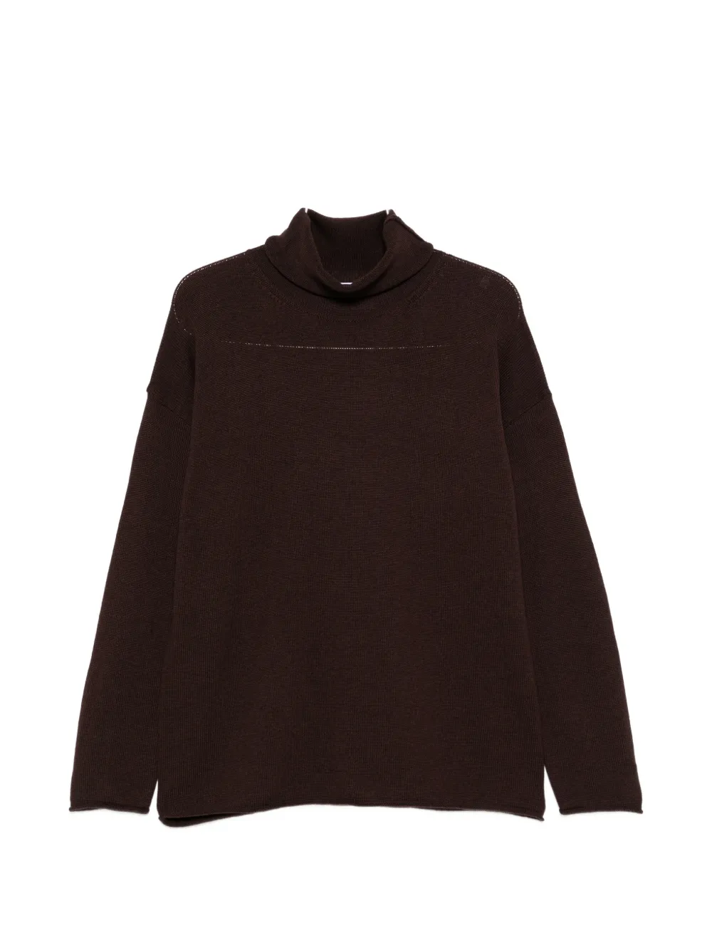 Alpha Studio Roll-neck Drop-shoulder Knit In Brown