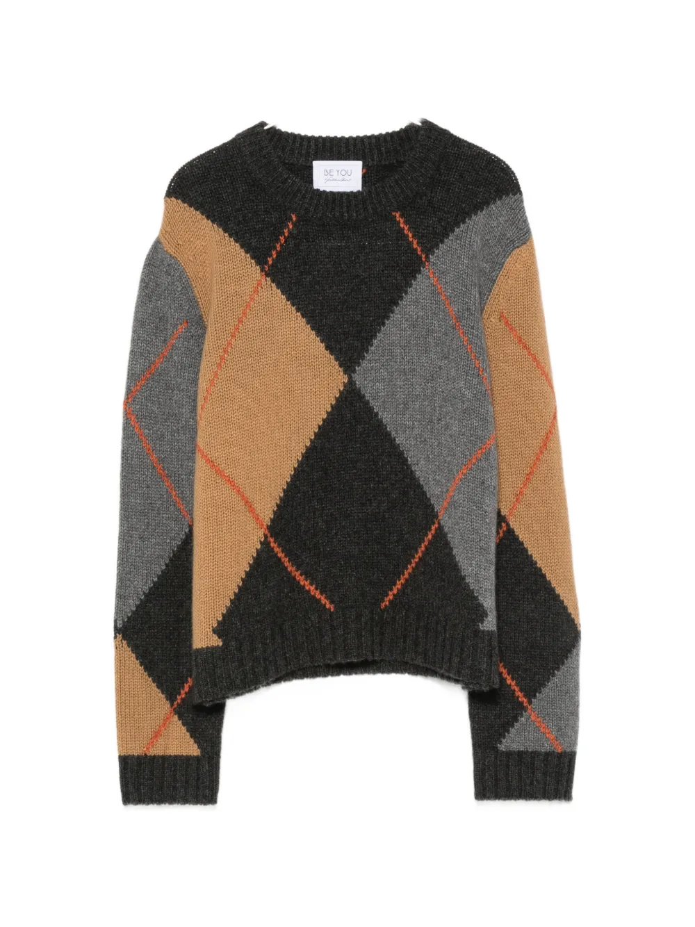 BeYou round-neck argyle-knit sweater - Grau