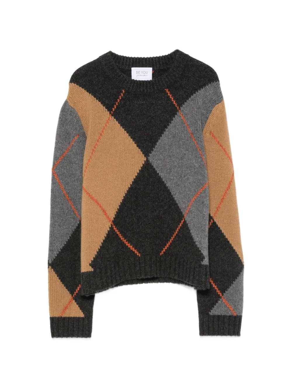 BeYou round-neck argyle-knit sweater