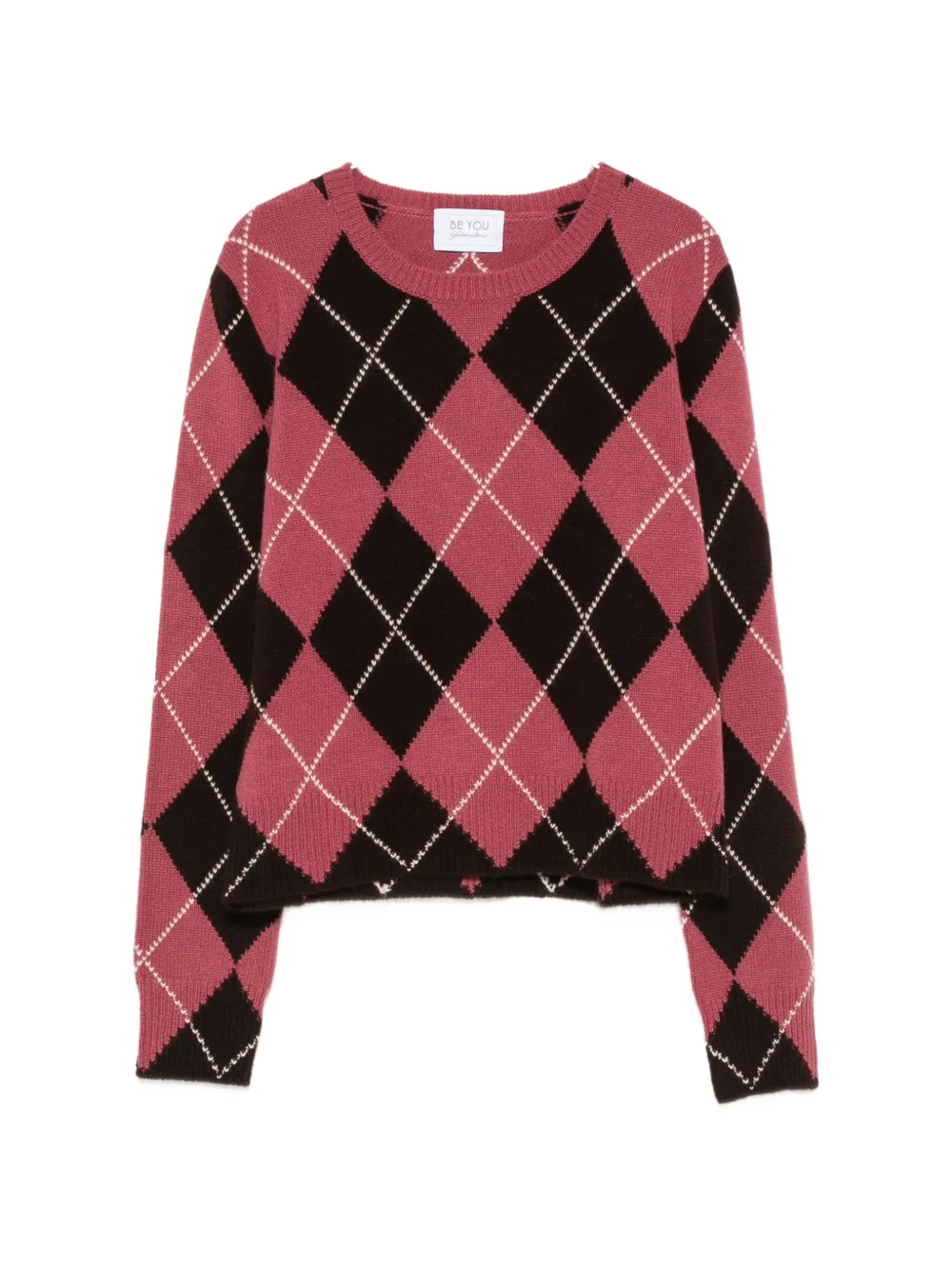BeYou argyle-pattern crew neck sweater - Rosa