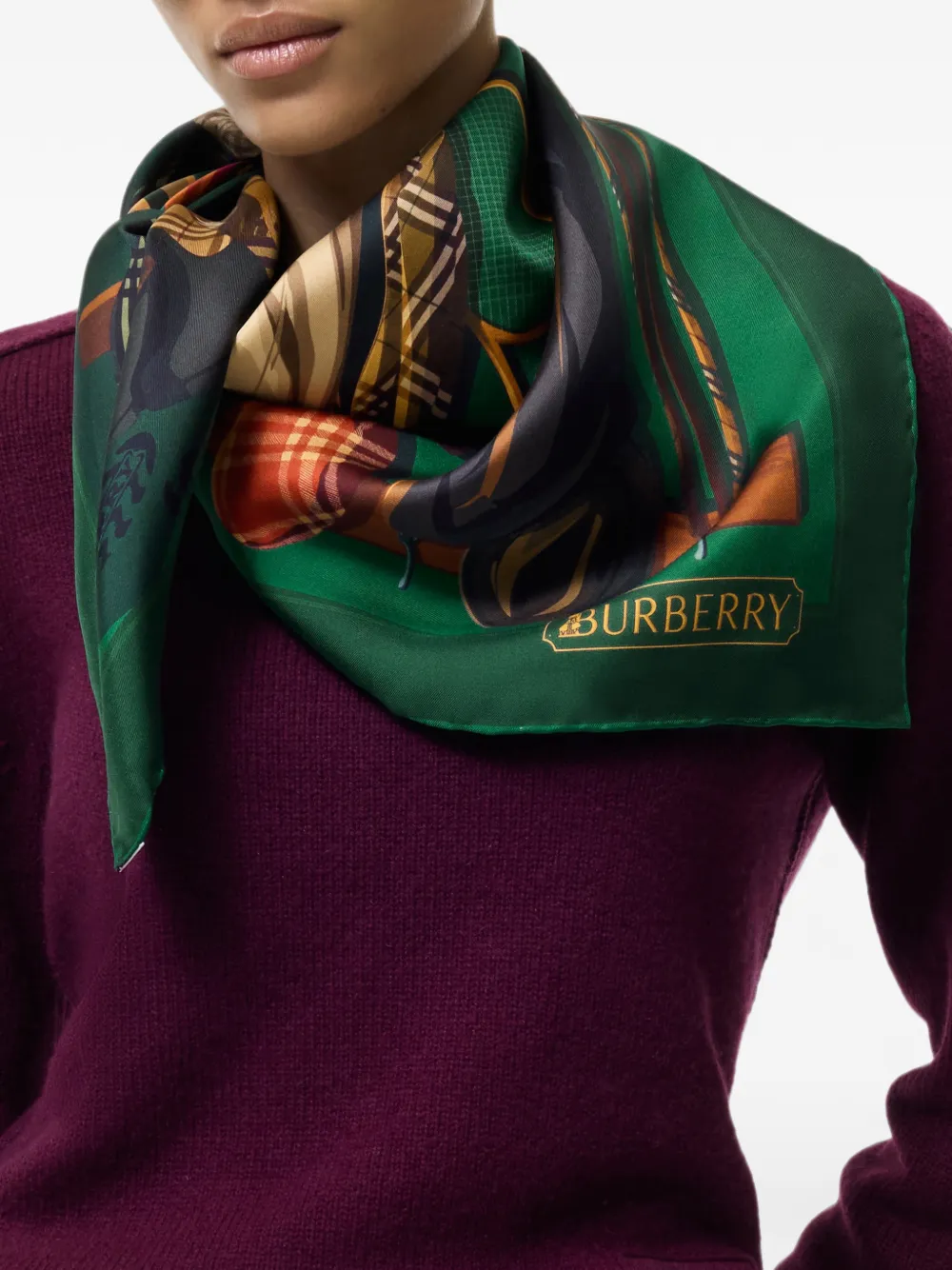 Burberry Knight & Day zijden sjaal Groen