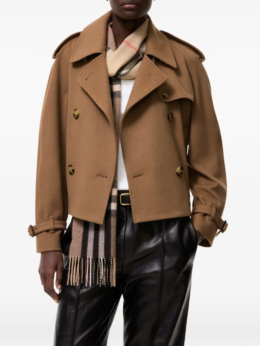 Burberry Mayfair cropped kasjmier trenchcoat Bruin