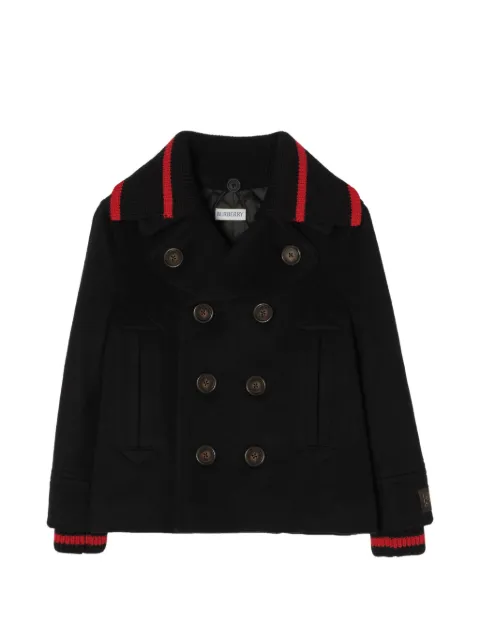 Burberry Kids 스트라이프 트리밍 피코트