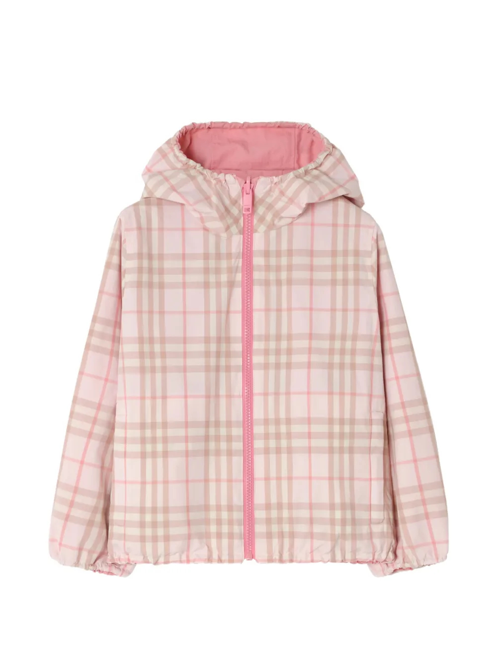 Burberry Kids reversible check hooded jacket - Pink