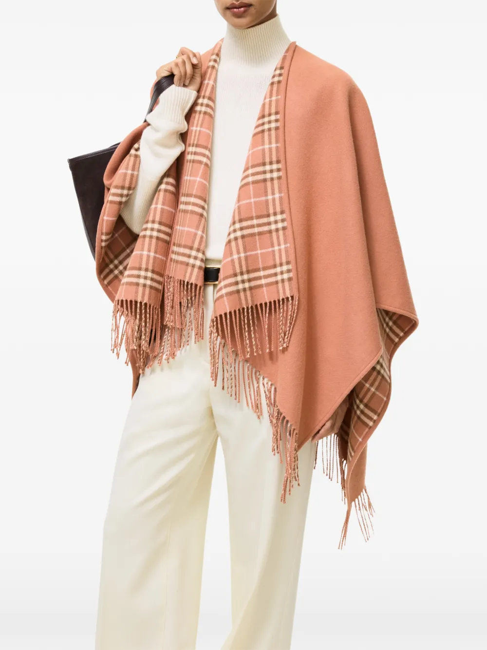 Burberry Omkeerbare Check wollen cape Oranje