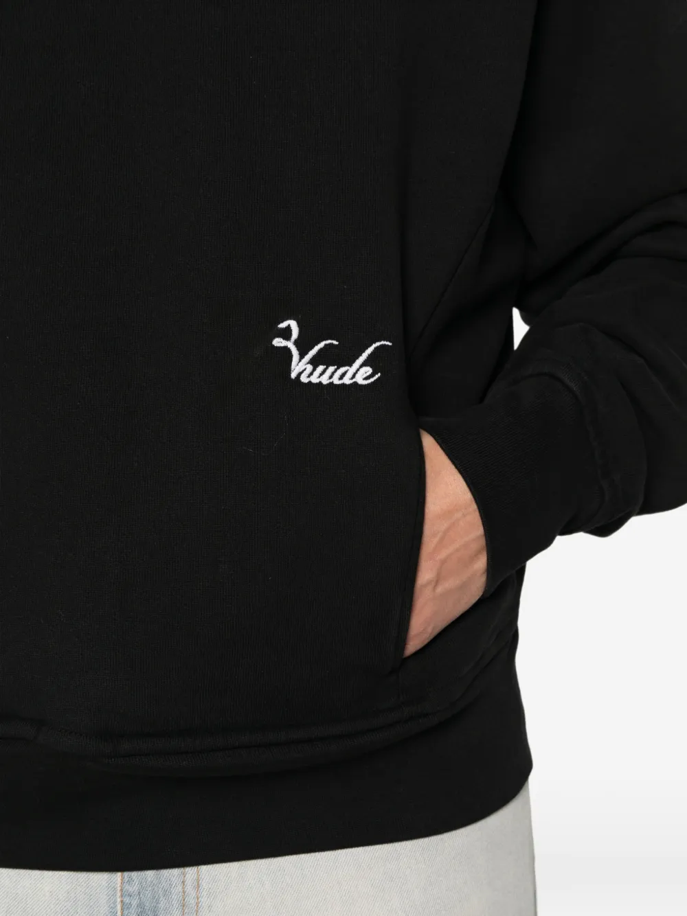 RHUDE Trui met borduurwerk en kwartrits Zwart