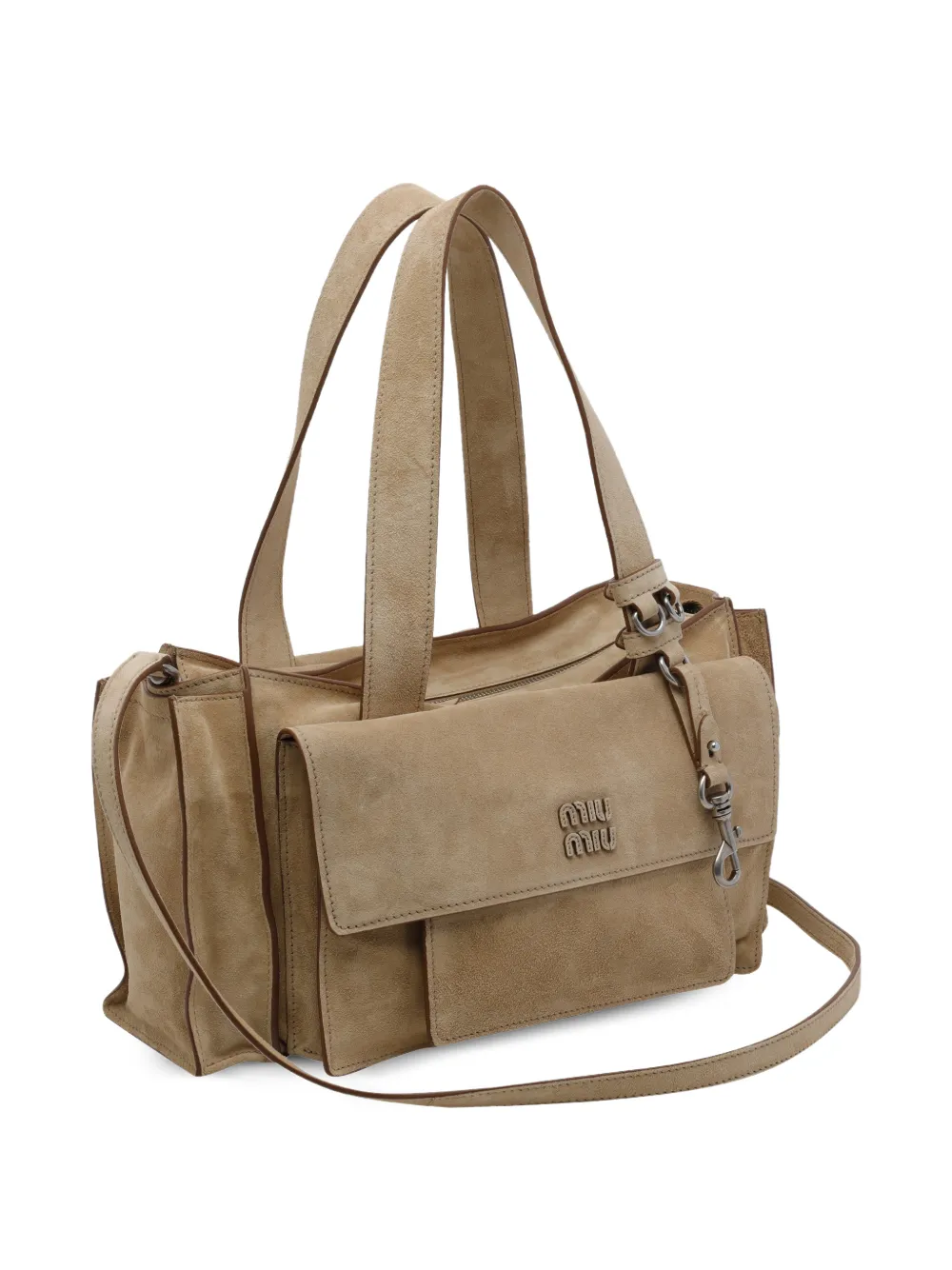 Miu Utilitaire suède schoudertas Beige