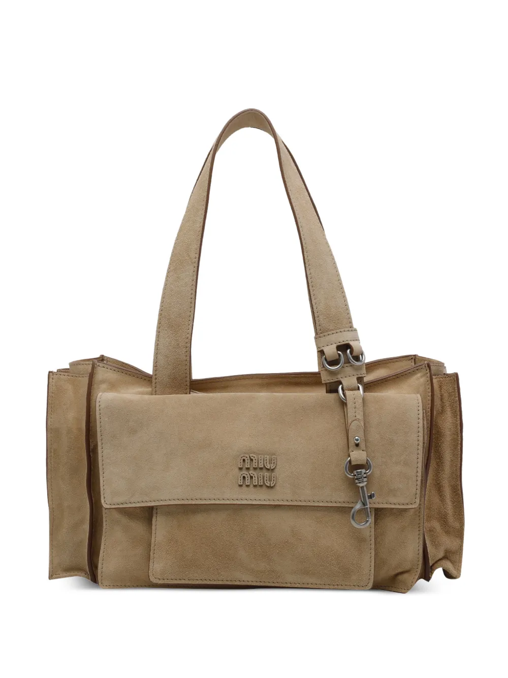 Miu Miu suede Utilitaire shoulder bag - Nude
