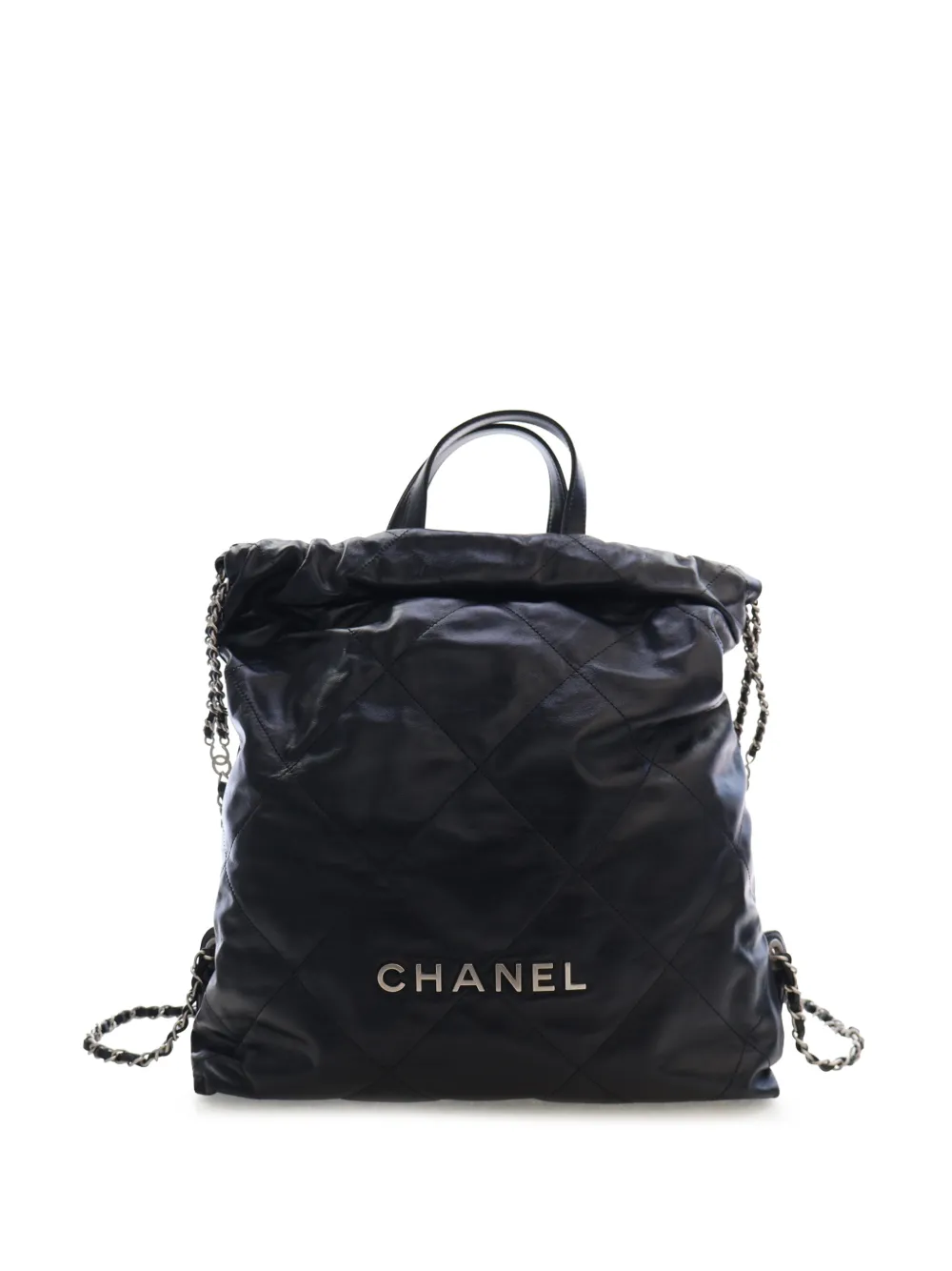 CHANEL Pre-Owned 2021-2026 Large Quilted Shiny Calfskin 22 backpack - Schwarz