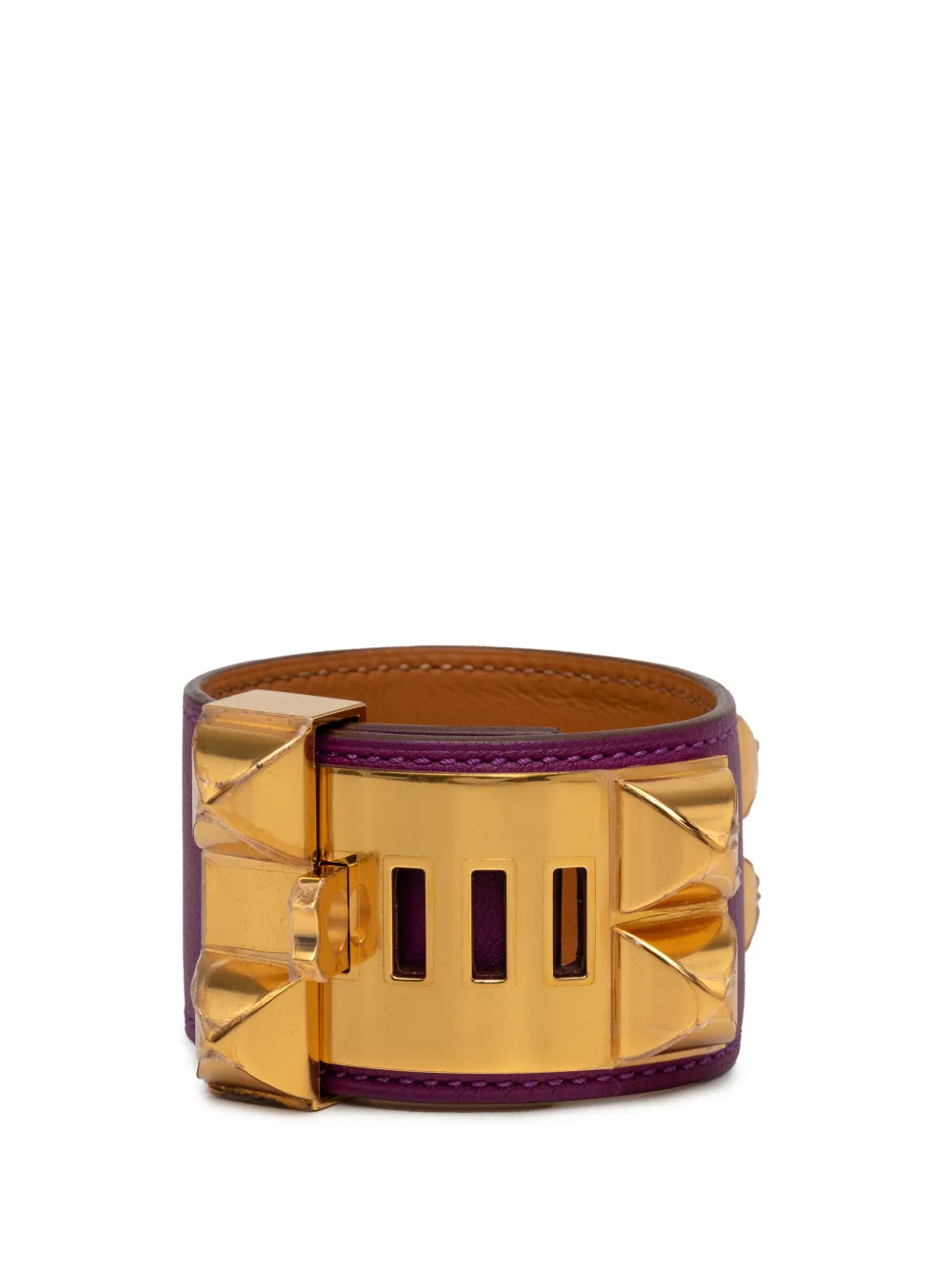 Hermès Pre-Owned 2014 Gold Plated and Swift Collier de Chien Bracelet T4 costume bracelet - Viola