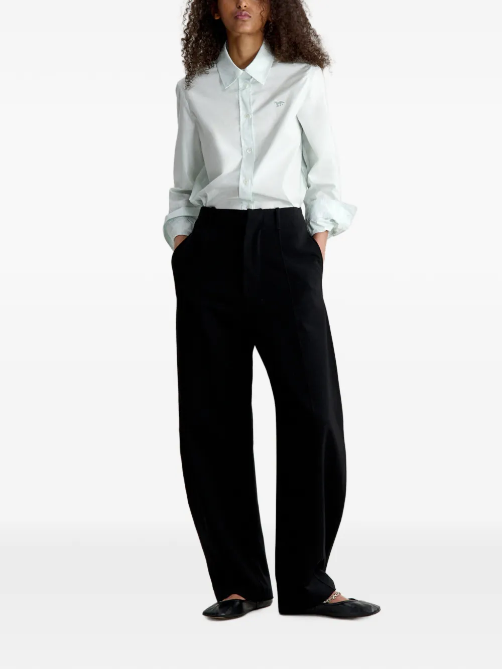 Maison Kitsuné High-waist broek met wijde pijpen Zwart